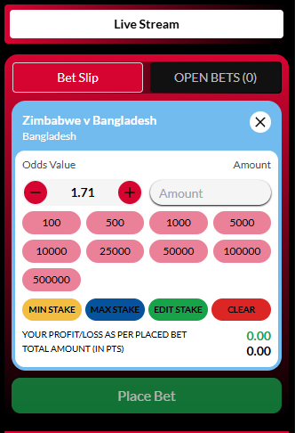 Bet slip panel