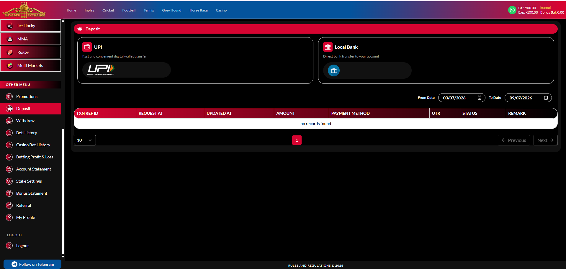Deposit landing page